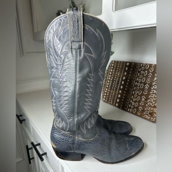 Cristobal Romero Vintage Gray Western Embroidered Cowboy Boots Men's - Size 9 - Picture 6 of 11